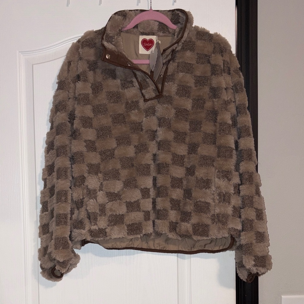 Cozy Checkered Teddy Pullover